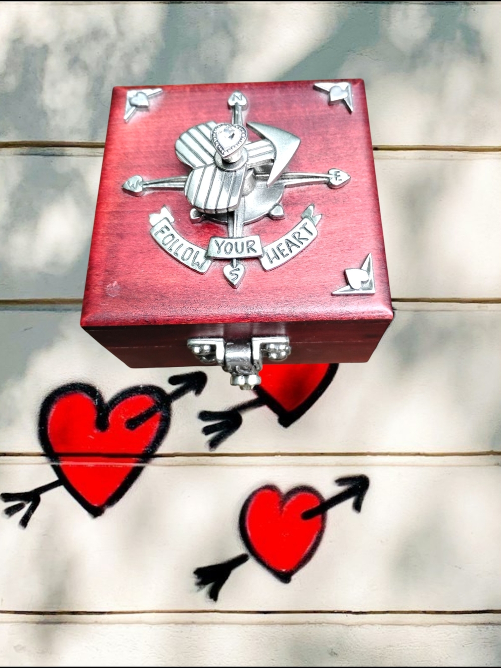 Jim Clift Follow Your Heart Wood and Pewter Keepsake/Small Jewelry Box